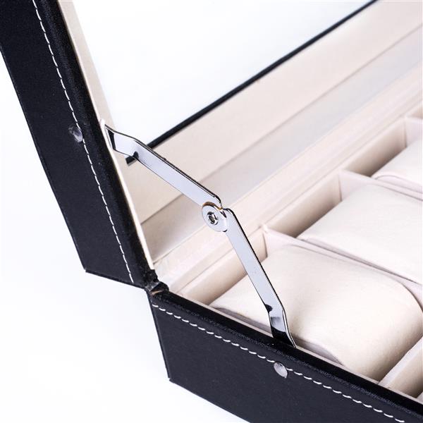 24 Compartments Top-level Opening Style Leather Watch Collection Box Black