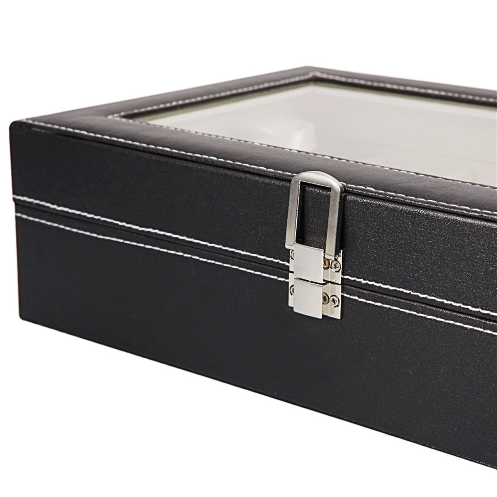 12 Compartments Top-level Opening Style Leather Watch Collection Box Black(USPS is not supported at the moment)