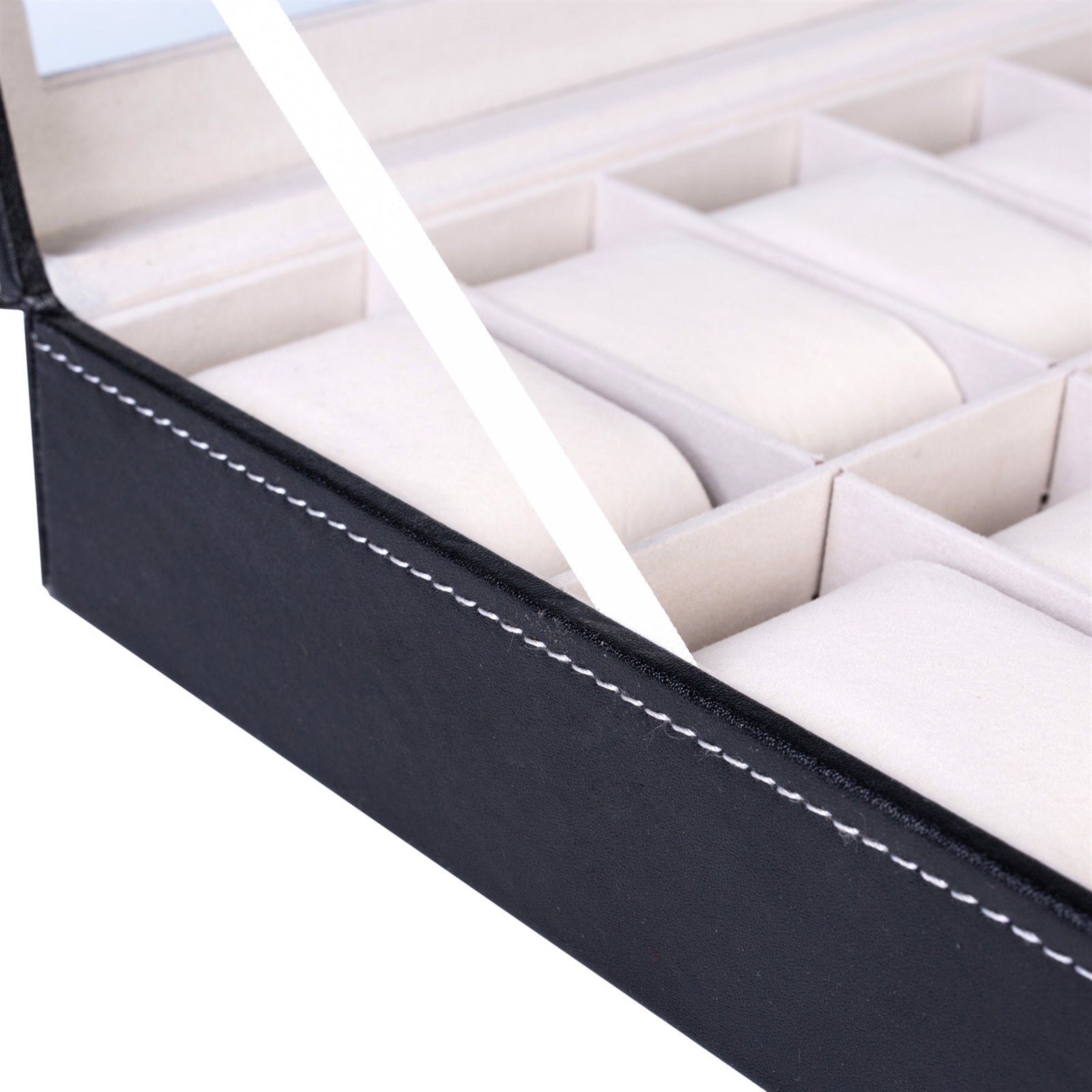 12 Compartments Top-level Opening Style Leather Watch Collection Box Black(USPS is not supported at the moment)