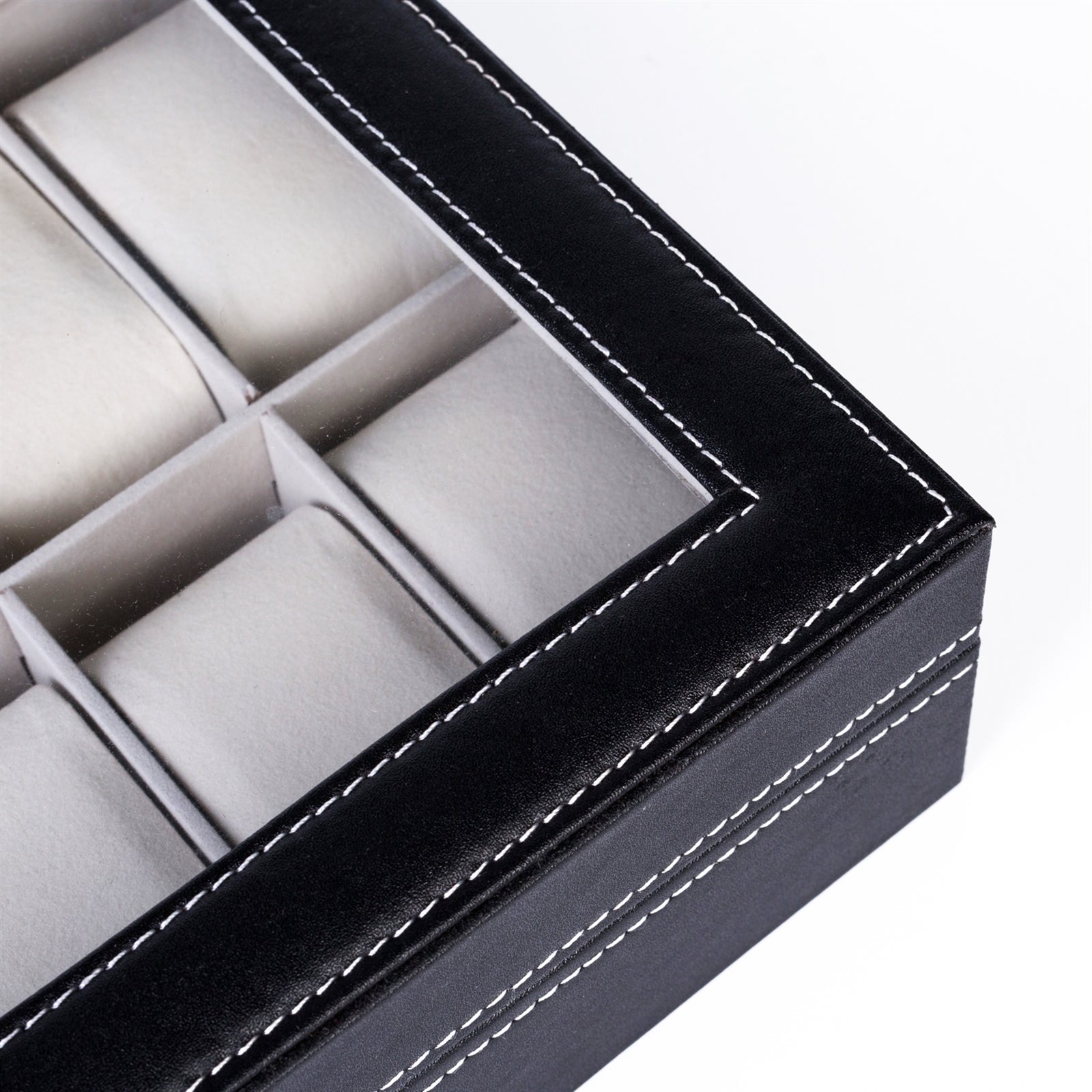 12 Compartments Top-level Opening Style Leather Watch Collection Box Black(USPS is not supported at the moment)