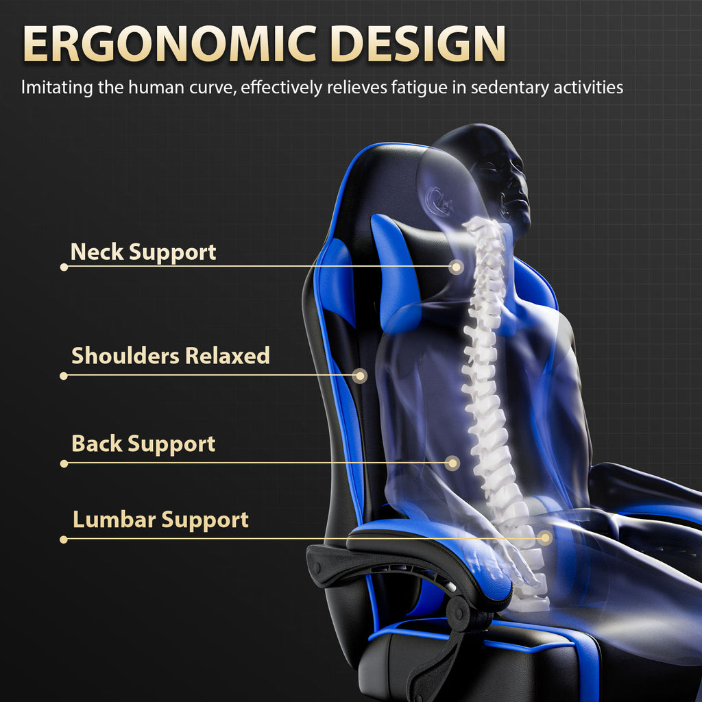Gaming Chair, Computer Chair with Footrest and Lumbar Support, Ergonomic Video Game Chair with Headrest, Height Adjustable Gamer Chair Office Desk Chair