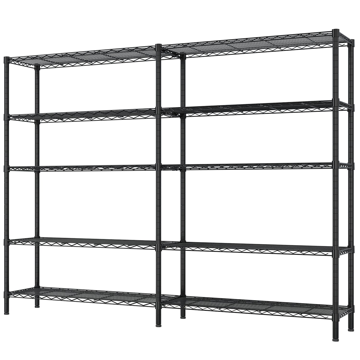 5-layer double row, freely adjustable layer spacing, with adjustable feet, display stand, iron, 177*40*180cm, powder-coated black