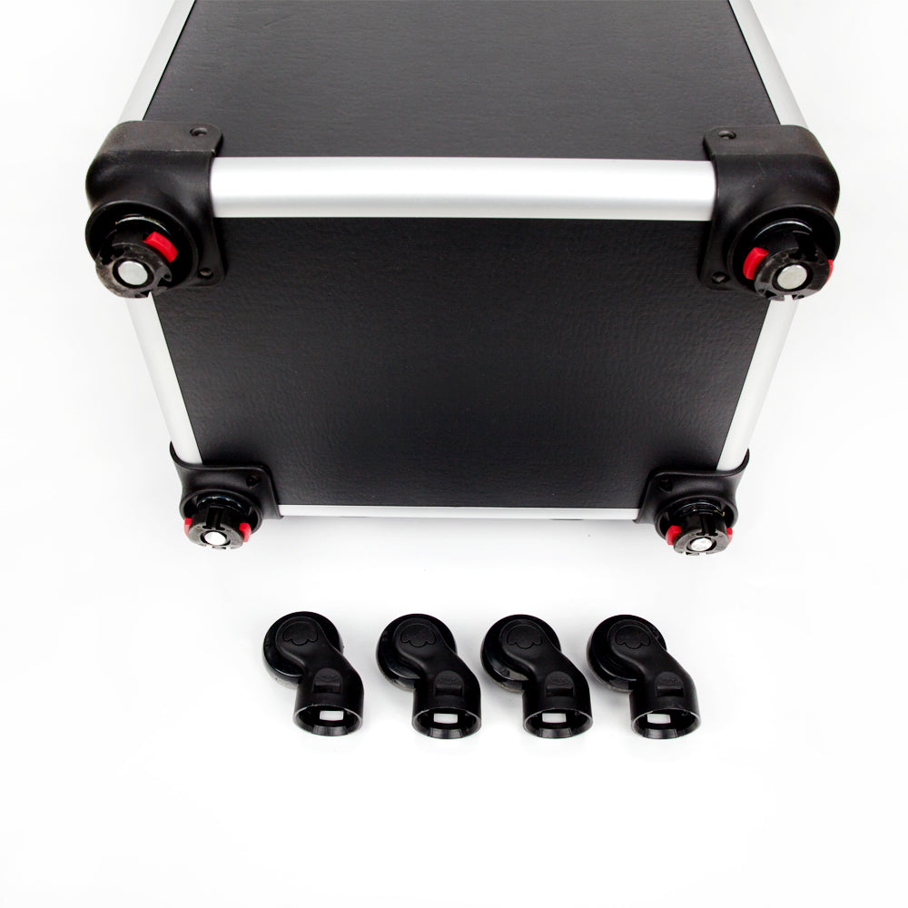 4-in-1 Draw-bar Style Interchangeable Aluminum Rolling Makeup Case Black