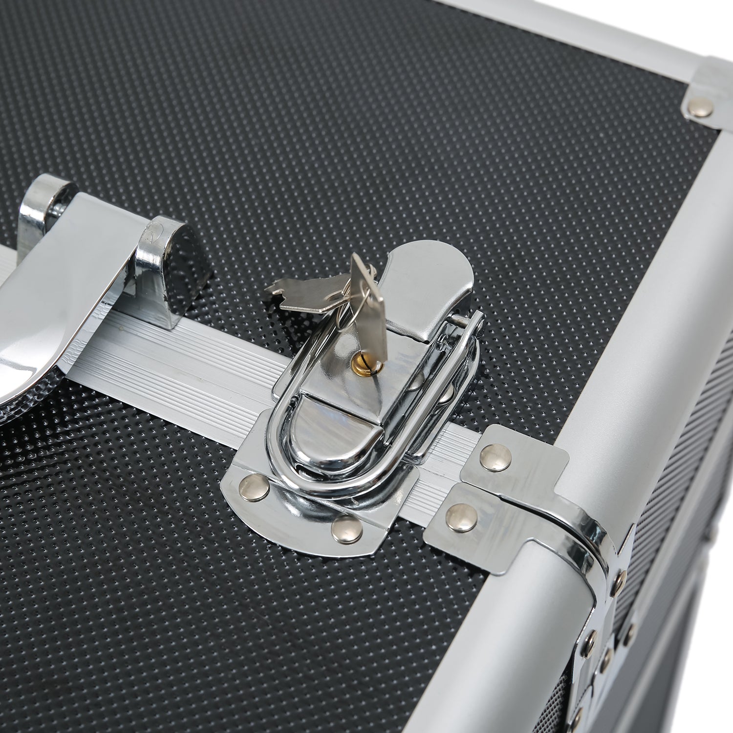 4-in-1 Draw-bar Style Interchangeable Aluminum Rolling Makeup Case Black