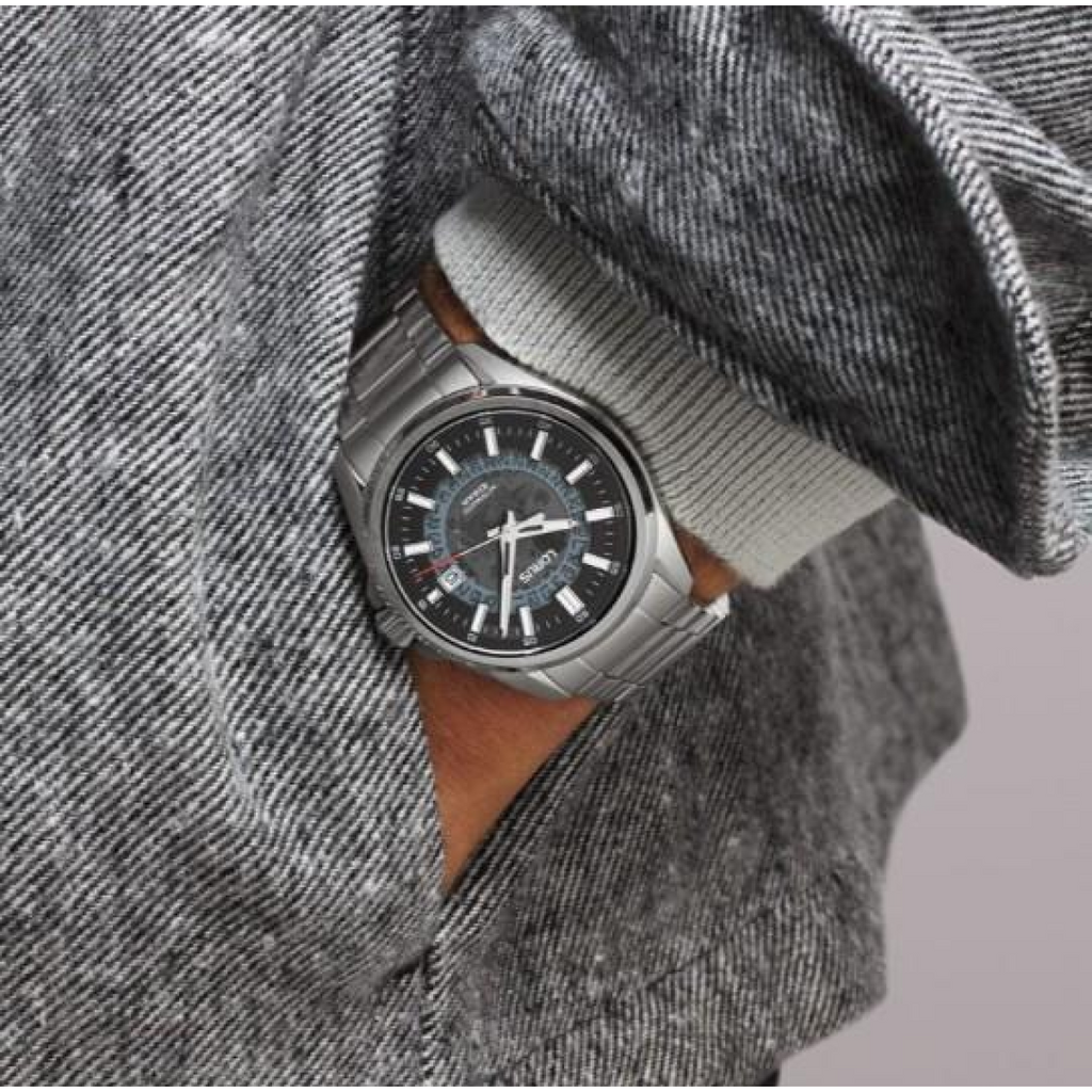 Lorus Mens Automatic Date Black Dial Stainless Steel Bracelet Watch RU401AX9