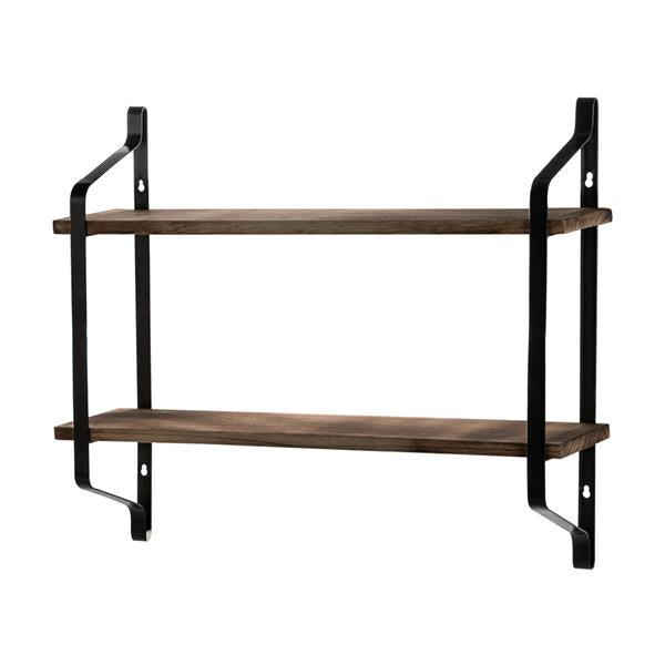2 Tiers Floating Shelves Wall Mounted Industrial Wall Shelves for Living Room Bedroom Kitchen Entryway Wood Storage Shelf