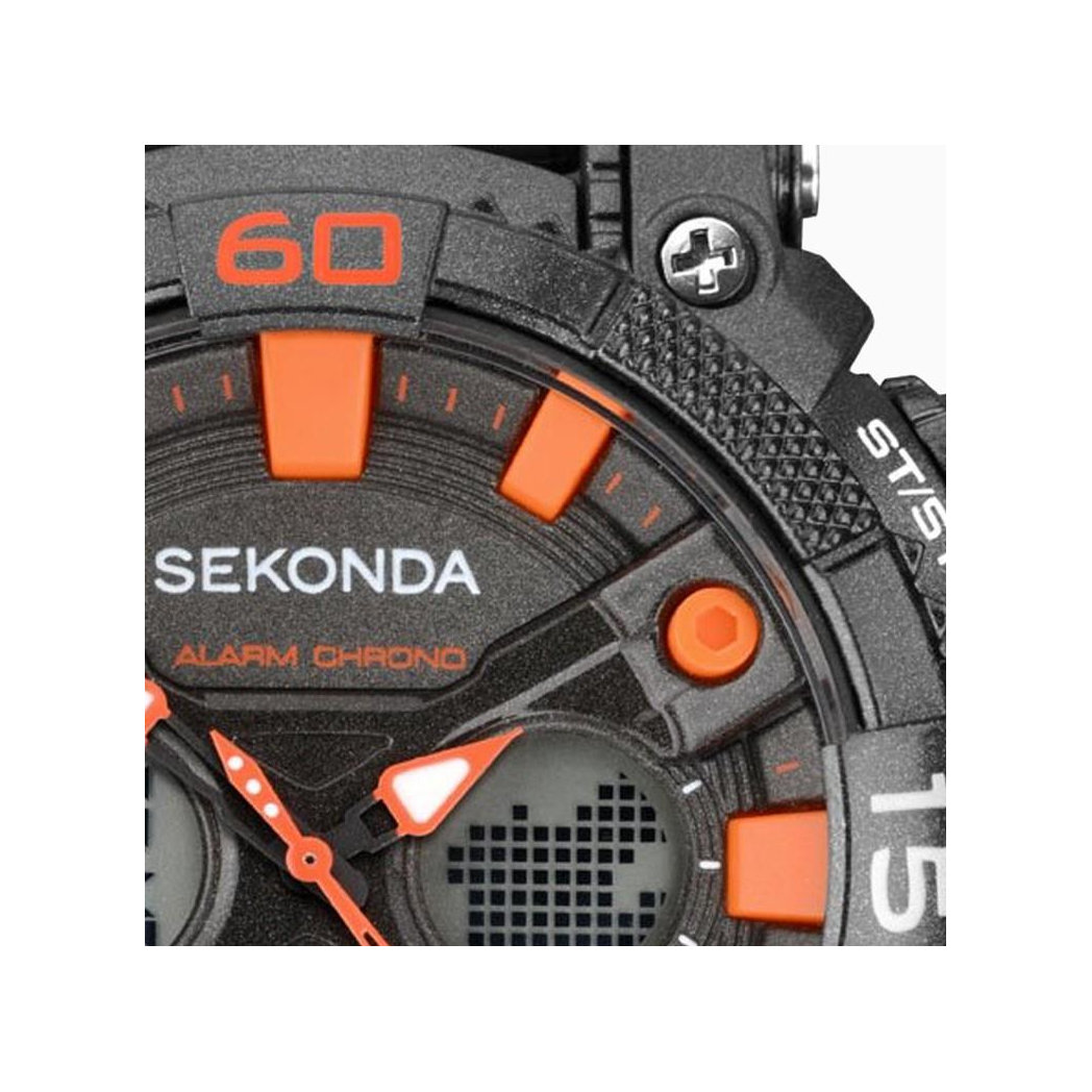 Sekonda Mens Sports Duel time Black Dial & Rubber Strap Watch-1037