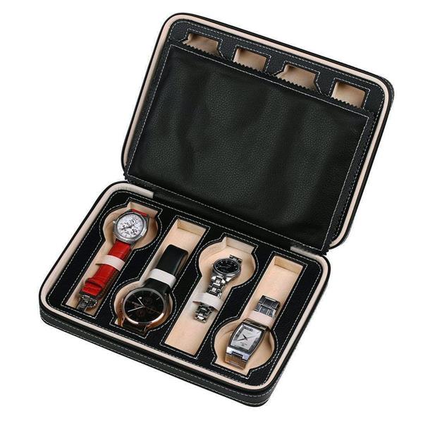 8-Slot Portable Watch Box Travel Case Storage Organizer Black