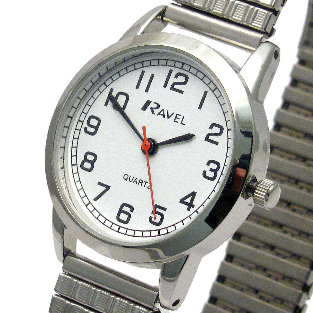 Ravel Ladies Bold Number White Dial Expander Bracelet Watch R0232.11.2