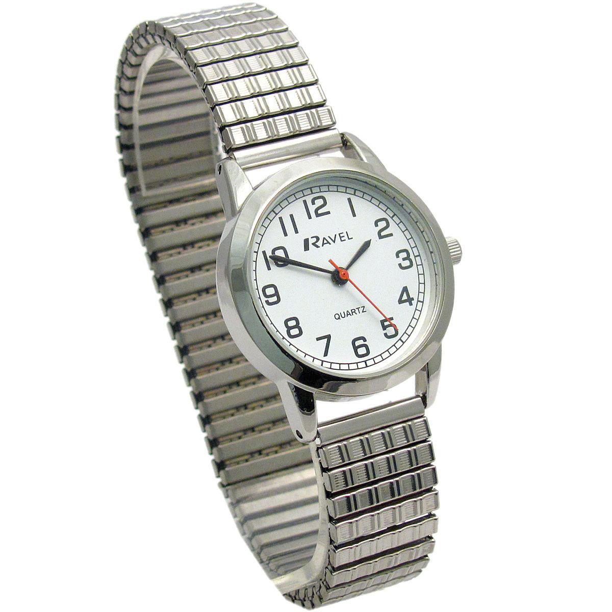 Ravel Ladies Bold Number White Dial Expander Bracelet Watch R0232.11.2
