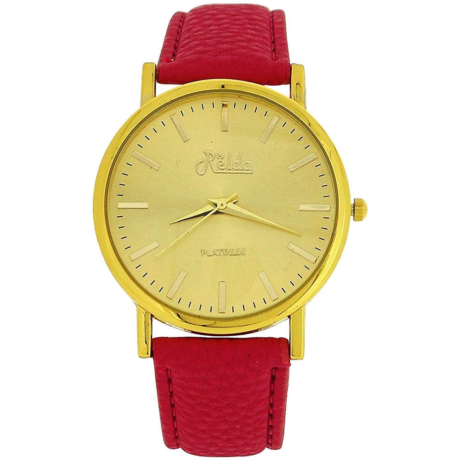 Relda Women Analogue Jumbo Gold tone Dial & Leather Pink Strap With Buckle REL61