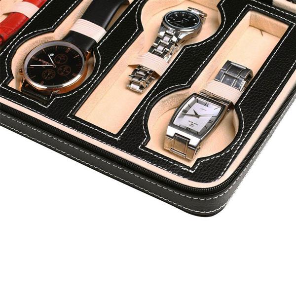 8-Slot Portable Watch Box Travel Case Storage Organizer Black