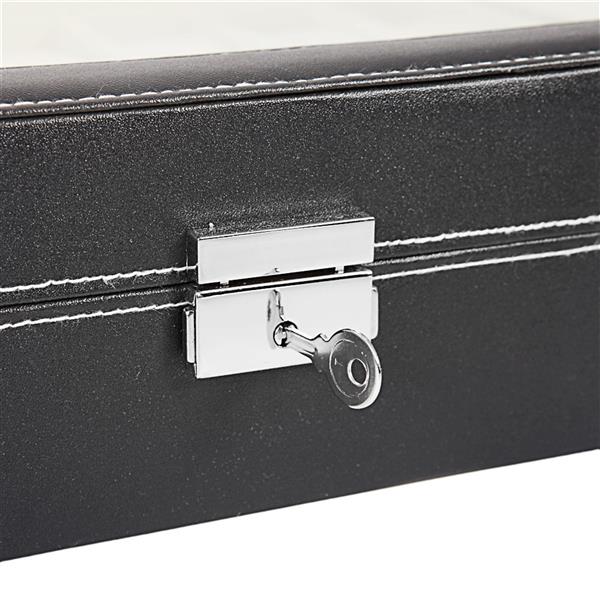 24 Compartments Top-level Opening Style Leather Watch Collection Box Black