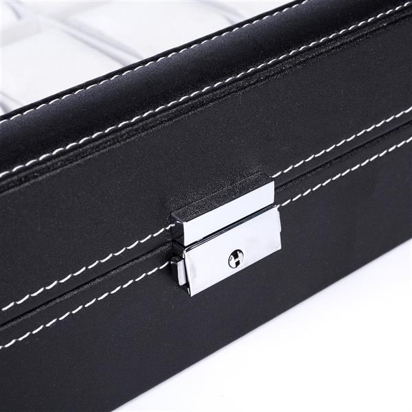 24 Compartments Top-level Opening Style Leather Watch Collection Box Black